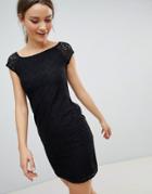 Zibi London Pencil Dress With Lace Sleeves-black