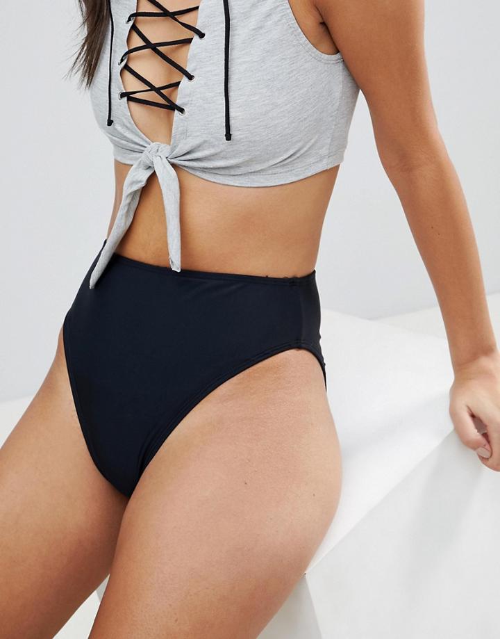 Asos High Leg High Waist Bikini Bottom - Black
