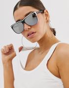 Quay Australia Hollywood Nights Aviator Sunglasses In Black And White - Black