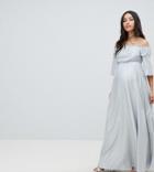 Asos Design Maternity Lace Bardot Maxi Dress - Gray