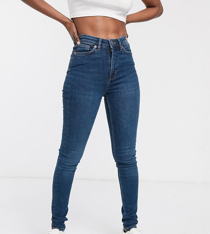 Monki Oki Skinny High Waist Jeans With Organic Cotton In New Mid Blue