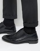 Asos Oxford Brogue Shoes In Black Leather - Black