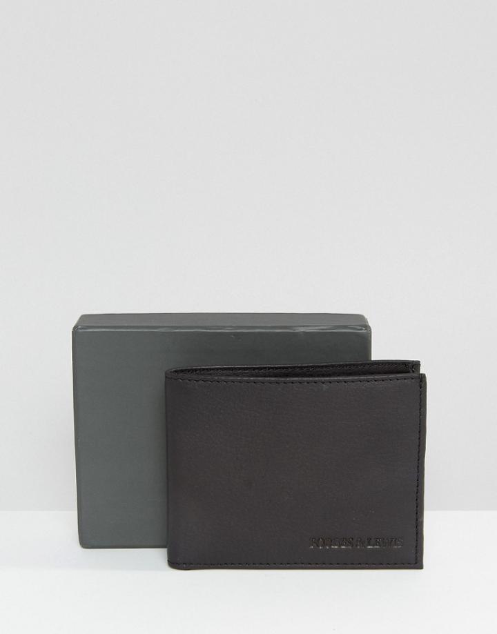 Forbes & Lewis Leather Billfold Wallet In Black - Black