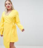 Unique 21 Hero Long Sleeve Wrap Dress-yellow