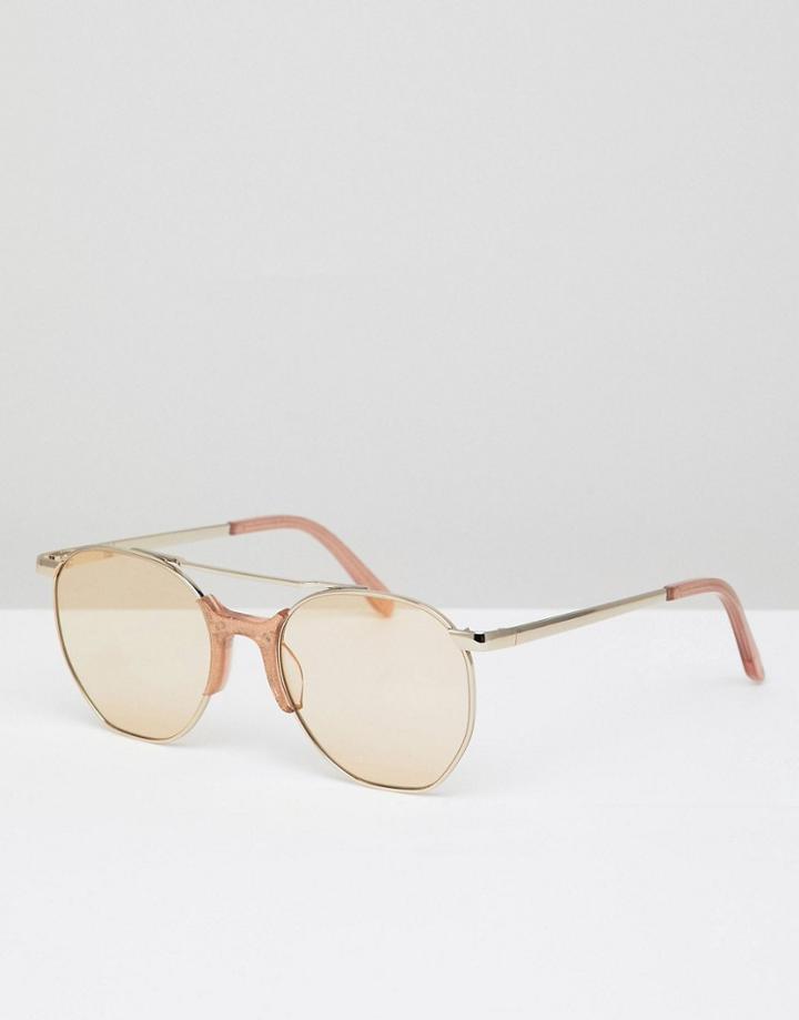 Vow London Raine Aviator Sunglasses In Gold - Gold