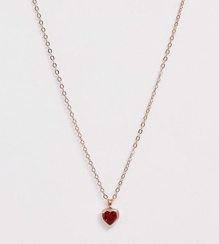 Ted Baker Hannela Rose Gold Pendant Necklace With Red Swarovski Crystal