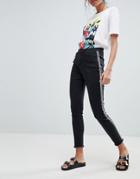 Brooklyn Supply Co Skinny Ankle Grazer Jeans With Side Stripe - Black