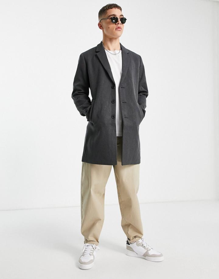 Jack & Jones Classic Smart Coat In Dark Gray