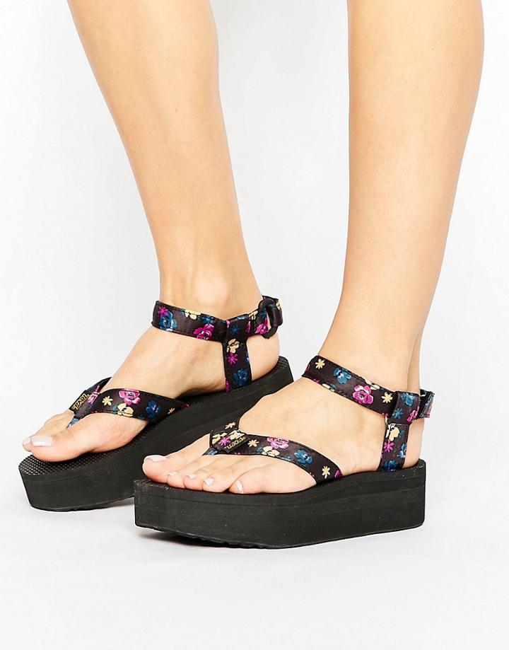 Teva Floral Flatform Sandal - Black