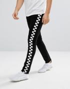 Granted Super Skinny Jeans In Black With Checkerboard Print Stripe - Black