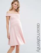 Asos Maternity Bardot Mini Skater Dress - Cream