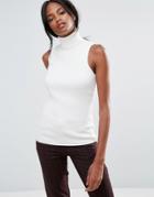 B.young Roll Neck Sleeveless Top - White