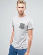 Bellfield T-shirt With Contrast Pocket And Rolled Sleeves - Stone