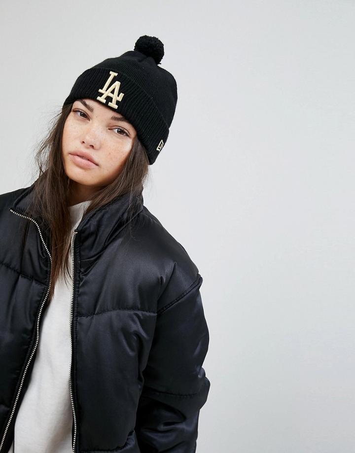 New Era Beanie With Gold La Embroidery - Black