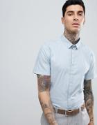 Process Black Short Sleeve Plain Stretch Shirt - Blue