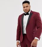 Asos Design Plus Skinny Tuxedo Prom Suit Jacket In Plum-purple