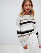 New Look Stripe Sweater - Gray