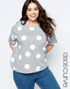 Asos Curve T-shirt In Polka Dot - Gray Marl