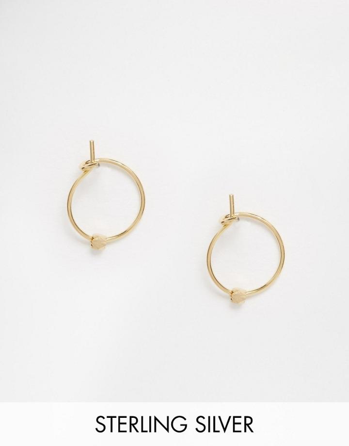 Asos Gold Plated Sterling Silver 9mm Bead Hoop Earrings - Gold