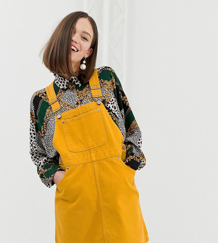 Monki Overalls Dress In Mustard
