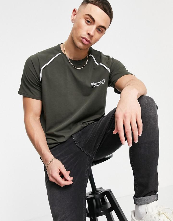 Boss Bodywear Trend Logo T-shirt In Khaki-green