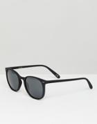 Asos Square Sunglasses In Matte Black With Smoke Lens - Black