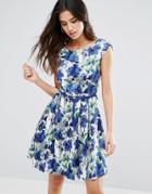 Louche Julita Belted Skater Dress - Blue