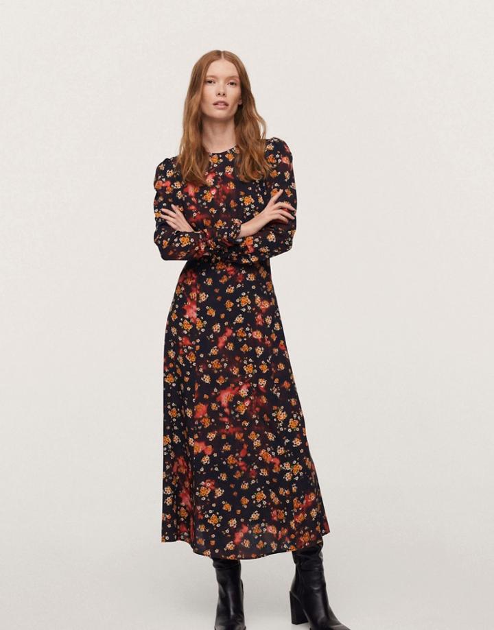 Mango Midi Dress In 70's Floral-multi