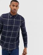 Bershka Check Shirt In Navy