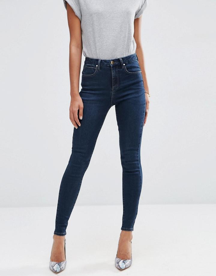 Asos 'sculpt Me' High Rise Premium Jeans In Sapphire Wash - Blue