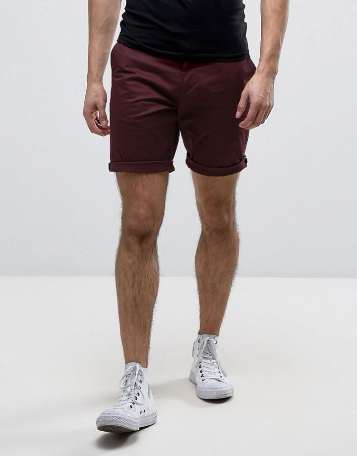 Fred Perry Slim Fit Chino Short In Red - Red