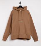 Collusion Brown Oversized Hoodie With Contrast Logo