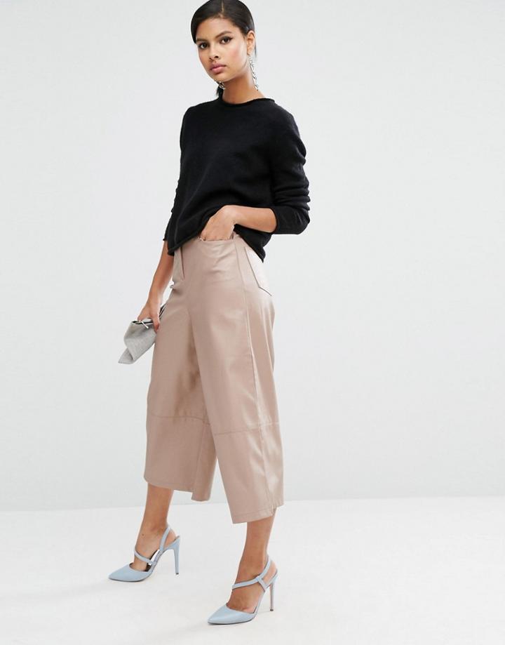 Asos Premium Leather Look Culottes - Multi