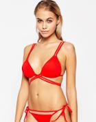 Asos Mix And Match Mesh Insert Molded Triangle Wrap Bikini Top