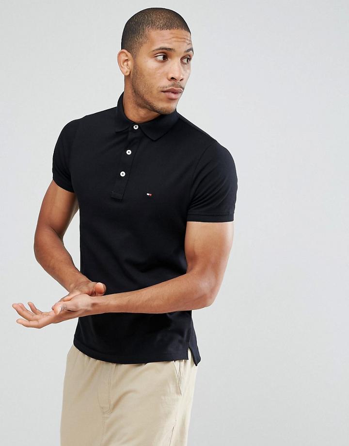 Tommy Hilfiger Slim Fit Polo In Black - Black