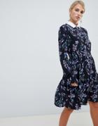 Vila Shift Dress With Fluted Sleeve - Multi
