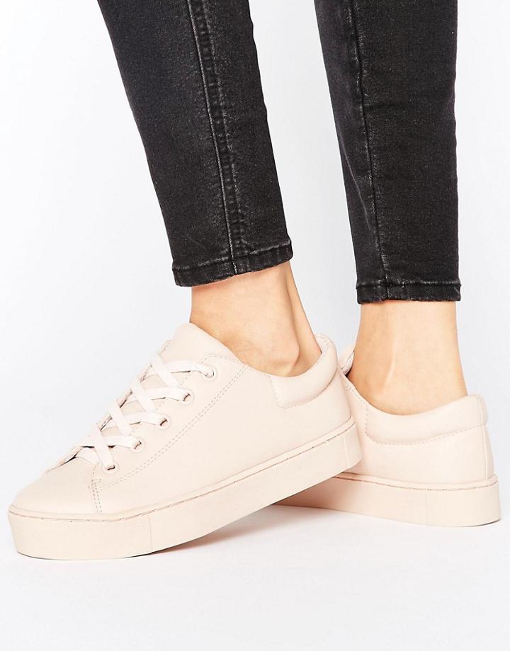 Monki Lace Up Flatform Sneaker - Pink