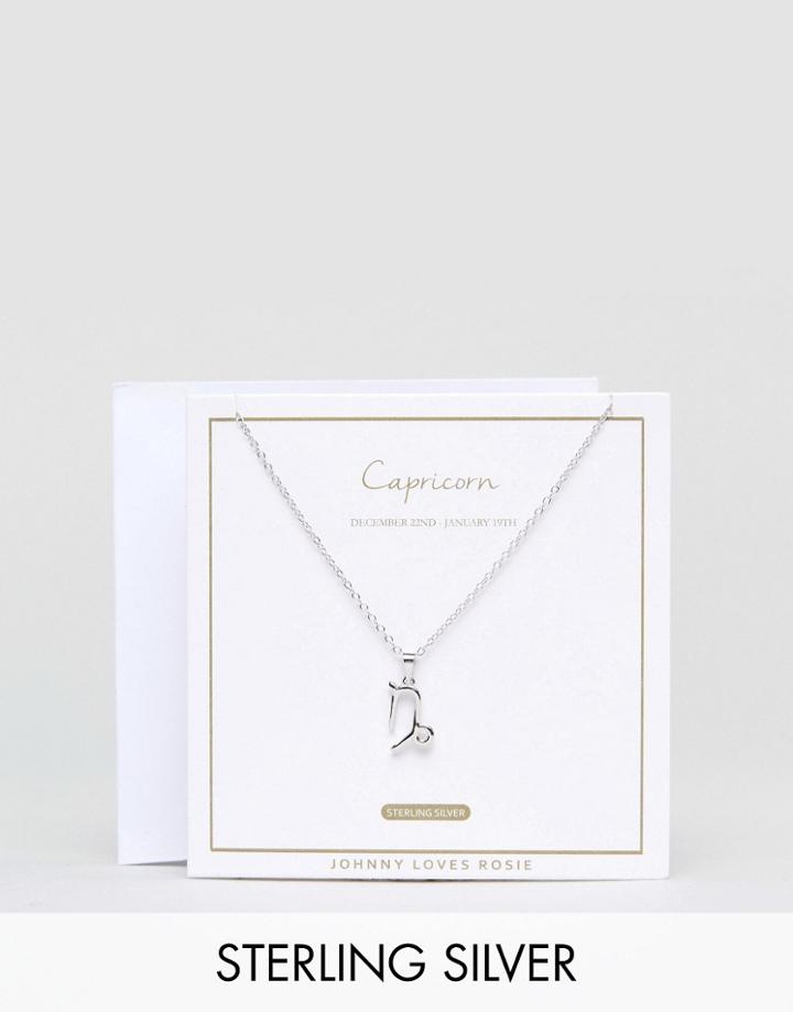 Johnny Loves Rosie Sterling Silver Zodiac Capricorn Necklace - Silver