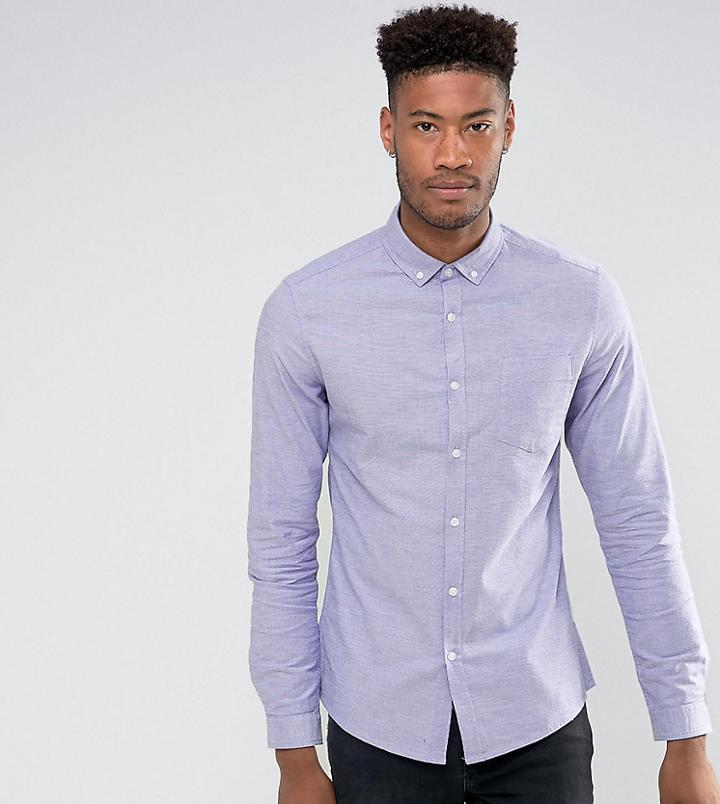 Asos Tall Casual Slim Oxford In Purple - Purple