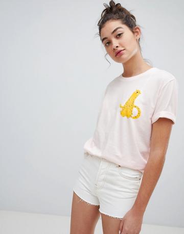 We Are Hairy People Organic Cotton T-shirt With Hand Painted Amur Leopard - Pink