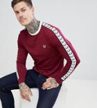 Fred Perry Sports Authentic Long Sleeve Taped Ringer T-shirt In Burgundy - Red