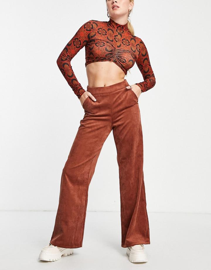 Object Wide Leg Pant In Brown
