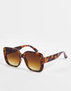 Asos Design Frame Oversized 70s Square Sunglasses In Caramel Tort-brown