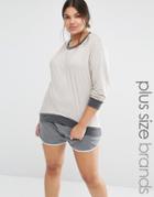 Pink Clove Lounge Contrast Dip Hem Jersey Tee - Beige