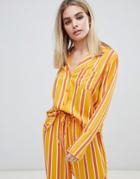 Asos Design Mix & Match Varied Stripe Shirt In 100% Woven Modal - Orange