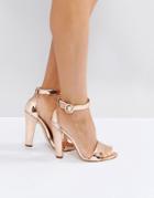 London Rebel Heeled Sandal With Ankle Strap - Copper