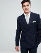 River Island Double Breasted Suit Jacket In Navy