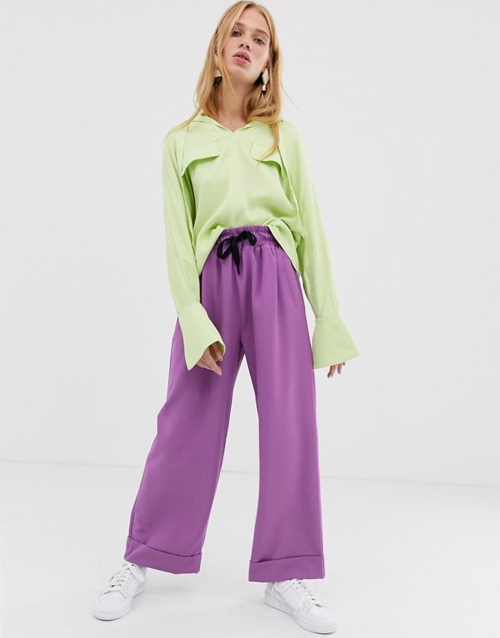 Asos White Casual Crepe Pants-purple