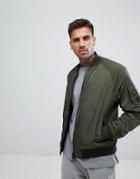 Boss Casual Nylon Bomber Jacket In Khaki - Green