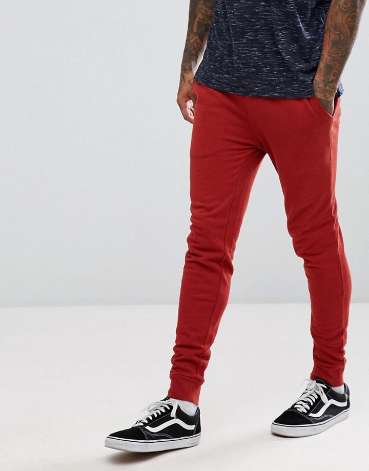 Asos Super Skinny Joggers In Red - Red